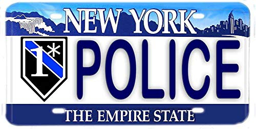 Lotusworld Placa de matrícula de aluminio de Police One ass to risk New York de 15,2 x 30,48 cm