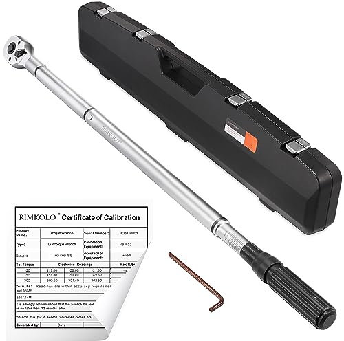 RAMTOOLS Drehmomentschlüssel, 1,9 cm (3/4 Zoll), verstellbarer Drehmomentschlüssel, Set mit Schnalle mit Schraubendreher (135-815 Nm)