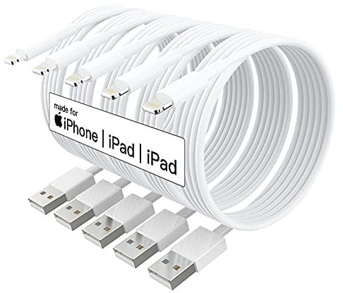 MFi Certified 5Pack 10ft iPhone Lightning Cable - 10 Foot High Fast Charging Cable Cord Connector for iPhone 12 Mini/Pro Max/11 Pro MAX/XS/XR/X/6/AirPods
