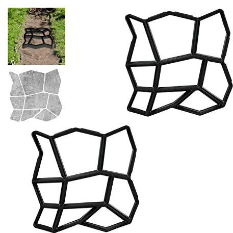 Relaxdays 2 Moldes para Hormigón, Forma Irregular, Plantillas Cemento, Pavimentar Caminos o Entrada, 3,5 x 35 x 35 cm, Negro