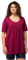 Ulla Popken Damen, Zierfalten, A-Linie, Rundhals, Halbarm, Modal T-Shirt, Magnolienrot, 42-44