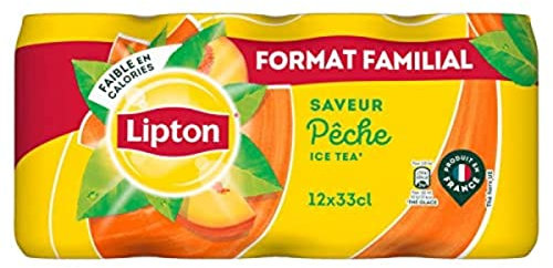 Lipton Ice Tea Boisson aux Extraits de Thé Saveur Pêche, 12 x 33cl