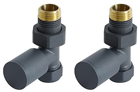 Milano 15mm Anthracite Straight Heated Towel Rail Radiator Valves