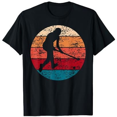 Hockey Retro Feldhockey Spielerin Mit Feldhockeyschläger T-Shirt