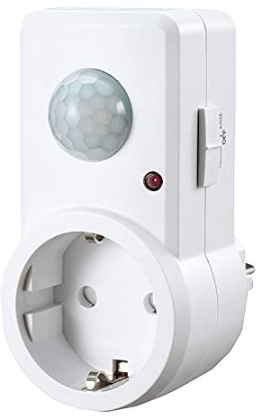 PS-TECH Enchufe con Detector de Movimiento Integrado Regulable 10 seg-7 Min Angulo detección 120º hasta 9 Metros