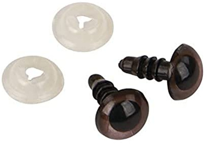 Rayher Kunststoff Sicherheitsaugen, zum Stecken, 8 mm ø, Btl. 10 Stück, mit Unterlegscheiben, dunkelbraun, Tieraugen, Teddyaugen, Puppenaugen, 69256552, Braun