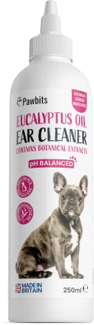 Pawbits Ear Cleaner for Dogs & Cats A Moisturising Ear Cleaning Solution with Eucalyptus Oil to Remove Dirt & Wax – Non Toxic & Soothing Drops to Stop Itching & Discomfort, Head Shaking (250ml)