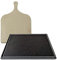 Piastra in pietra lavica Etnea + Tagliere/pala omaggio-ollare, refrattaria per barbecue a gas, forno elettrico per pizza, pane, bistecchiera carne grigliata (50 x 30 cm3), Nero
