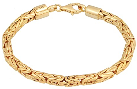 Kuzzoi Buddha Silber Armband für Herren, handgefertigtes Königsketten Armband (5 mm) aus 925 Silber vergoldet, goldenes Königsarmband für Männer, Länge 23 cm