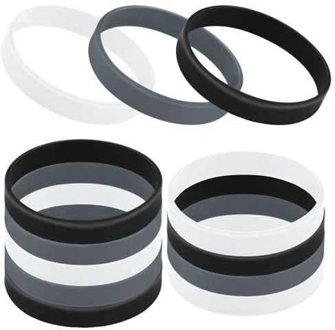 GOGO Lot de 12 bracelets en caoutchouc pour adulte - Accessoires de fête - Blanc, noir, gris