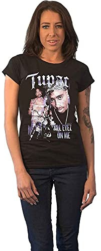 Tupac T Shirt 2PAC All Eyez on Me Logo Official Womens Skinny Fit Black