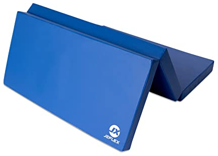 Jeflex - blaue klappbare Weichbodenmatte & Turnmatte 210 x 100 x 8 cm MADE IN GERMANY/faltbare Gymnastikmatte/platzsparende Fitnessmatte & faltbare Yogamatte/dicke Sportmatte für Kinderzimmer