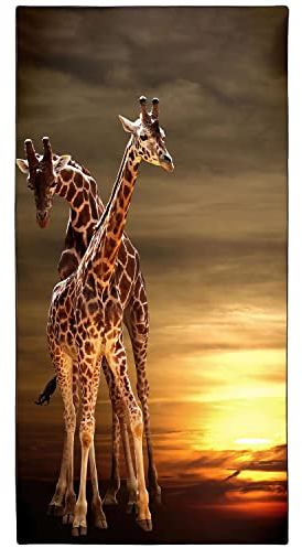 Zomer Strandtuch groß 90x180 cm Schnelltrocknendes Mikrofaser Bedrucktes mit Giraffe der Dämmerung Motiv
