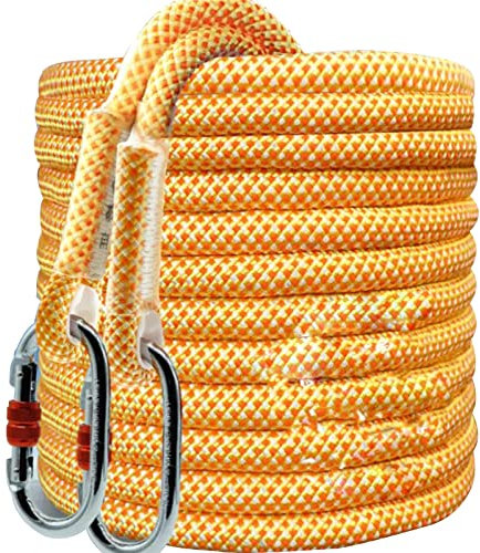 Climbing Escape Ropes Outdoor Rope Safety Rope with 2 Carabiner for Fishing Hiking Caving Camping Rescue Tree Climbing,12mm-5m