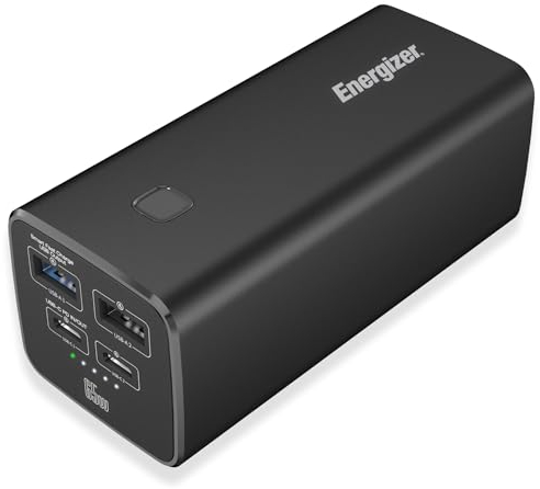 Energizer Batterie Externe 20000mAh Power Bank Chargeur Portable 65W USB-C Charge Ultra-Rapide pour Laptop MacBook Smartphone Console 4 Sorties | PowerSafe Compact, Voyage Tablette | Powerbank XP20004