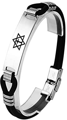KBNSUIAN Hexagramm Schutz Symbol Armband Layered Silikon Stern von David und Kreuz Armreif Jüdischer Segen Schmuck, 8.26 Zoll