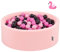 KiddyMoon Piscina di Palline Colorate 90X30cm/200 Palline ∅ 7CM per Bambini Tondo Fabbricato in EU, Fenicottero: Rosa/Rosa Chiaro/Nero