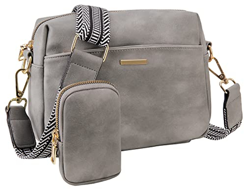VX VONXURY Damen Umhängetasche, Klein Veganem Leder Crossbody Bag Schultertasche mit Breiten Gurten