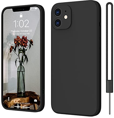 ElestBela iPhone 12 Mini Hülle Silikon Case, Ultra Dünn Slim mit Microfiber, Kratzfeste Rundumschutz Case Schutzhülle für iPhone 12 Mini 4.7'' Matt Schwarz