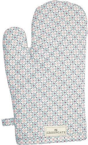 Greengate Ofenhandschuh Gwen Mint mit Blumen Muster Baumwolle Grillhandschuh