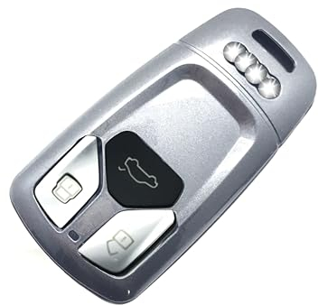 Nordecco Schlüsseletui aus glänzendem Hartplastik, passend für Audi A3 A4 A5 A6 A7 Q2 Q3 Q5 RS4 RS5 RS6 SQ7 Q7 A8 TT SLINE Smart Remote (grau glänzend)