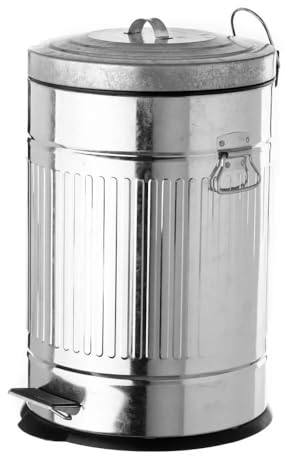 Papelera de 20 Litros Industrial Plateada Moderna de Metal para Cocina Basic (Plateada)
