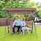 COVERONICS Terrassenschaukel mit 3 Sitzen, Outdoor-Schaukel mit verstellbarem Baldachin und Kissen, umwandelbar, strapazierfähig, für Veranda, Garten, Hof, Pool, Rasen, Deck, Balkon, Braun