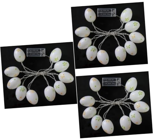 Warmhm 3 Stück 10 Deckendekorationen Ostern Lichterketten Goblincore-raumdekoration Osterei-dekorationen Decoraciones Para Sala De Casa -led-leuchten Led-licht Eier Batterie Weiß
