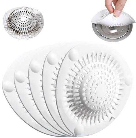 Gitohoni Haarfänger Duschablauf, langlebige Abflusssieb Silikon für Badewanne, 5 Packungen Pop-Up-Ablaufschutz mit Saugnapf für Küche, Spüle, Badezimmer, Badewanne