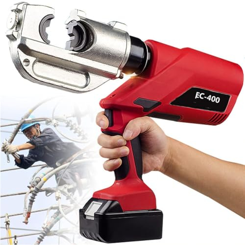 GJBMXSM Pince à Sertir Hydraulique électrique, Pince à Sertir Hydraulique sur Batterie, Outil De Sertissage avec Batterie DC 18v 4,0 Ah, Sertisseuse De Cuivre, Connexion en Aluminium, 16-400mm²