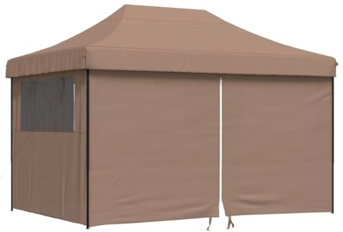 vidaXL Partyzelt, Gartenzelt Faltbar Pop-Up, Faltpavillon mit 4 Seitenteilen, Pavillon für Hochzeit Festival Party, Faltzelt Gartenpavillon, Braun