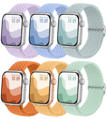 Joehwerr 6 Pack Braided Band Compatible with Apple Watch Straps 41mm 45mm 46mm 49mm 44mm 40mm 42mm 38mm for Men Women, Elastic Braided Strap Band for iWatch Ultra3, Series 11 10 9 8 7 6 5 4 SE3