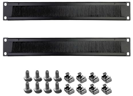 1U Blank Panel, 1U 19 Inch Blank Rack Mount Panel,1U Disassembled Rack Mount Cable Management Panel, 1U Rack Mount Panel Spacer W/Brush for Server Network Rack Enclosure Cabinet Cable (2pcs-Brush)