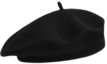 Ceihwa Basco Francese Nero Cappello Parigino Donna Uomo Berretto Francese Classico Berretto da Artista Moderno Cappello da Pittore Beret Hat Elegante Baschetto Berretti per Estate,Invernale