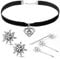 TaimeiMao Trachtenkette mit Strass Edelweiß Herz Anhänger, Edelweiß Armband und Edelweiß Ohrstecker (Samt)