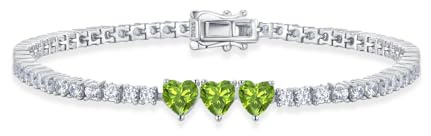Leva Jewkis Sterling Silber Herz Edelstein Tennis Armbänder für Frauen Geburtsstein Charme Lange 5A Zirkonia Edler Schmuck für Daily Waer 7 Zoll