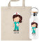 Pack Botella termica + Bolsa personalizada con ilustracion de enfermera, regalo para enfermera ideal, elige el color de pelo y el nombre. (Botella enfermera Morena personalizada)