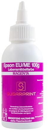 Lebensmitteltinte 100ml für Epson Drucker – Hochwertige Lebensmittelfarbe CYMK, ideal für hochwertige Lebensmitteldrucke (Magenta)