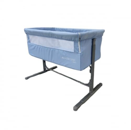 Mobiclinic®Kids, Beistellbett Baby, 2 in 1, Moon, Befestigungsgurte am Bett, 5-stufig verstellbar, Transporttasche, Inklusive räder, Atmungsaktives Netz, Einstellbarer Winkel, Gepolsterte Basis