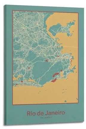 Stadtkarten-Poster, Rio de Janeiro, dekoratives Gemälde, Leinwand, Wandposter und Kunstdruck, moderne Familienschlafzimmer-Dekoration, Poster, 30 x 45 cm