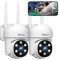 SRIHOME 1080P WiFi Monitoraggio PTZ telecamera IP rilevamento umanoide e monitoraggio del movimento Visione Notturna IP66 impermeabile all'acqua (2 Pacchetto di unità)