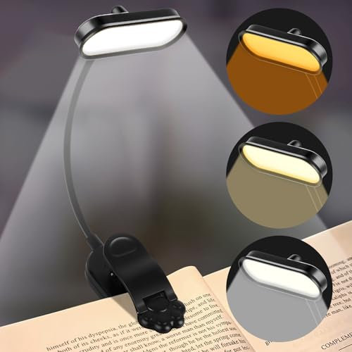 Leselampe Buch Klemme,USB Wiederaufladbare Klemmlampe Mit 16 Leds,3 Farbtemperatur Modileselampe bett,360°Flexibel Buchlampe,Leicht &Tragbar, Perfekt für Bücherliebhaber,Bett,BüRo,Reisen
