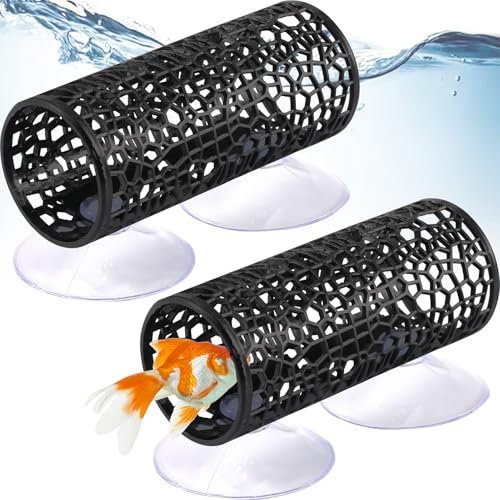 Silkwish 2 Stück Aquarium Tunnel Höhle mit Saugnapf - Generisch Schwebende Höhle für Aquarium Fische - Aquarienhöhle - Aquarium Versteck für Fisch Und Garnelen zum Züchten - 10 x 4,2 x 4,2cm