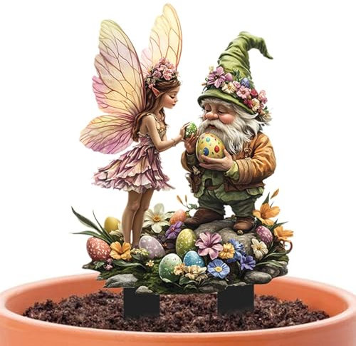 Baoqifong Gartenpfähle für Dekorationen, Acryl-Spikes für den Garten | Acryl-Yard-Art-Fee-Ostern-Gartenstecker - Wasserdichter Bodenfest-Dekorations-Gartenlandschaftseinsatz für Rasen und Topfpflanzen