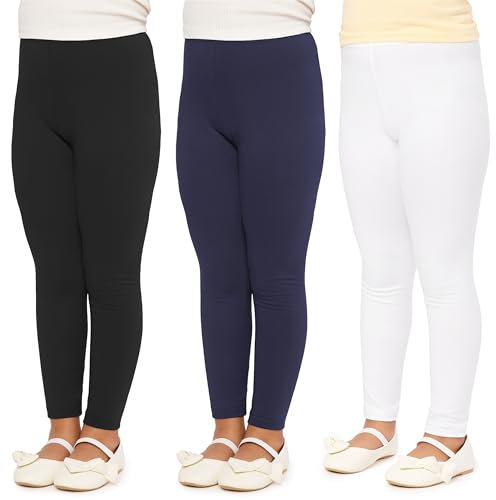 Merry Style Mädchen Lange Leggings aus Baumwolle MS10-225 (Schwarz/Weiß/Navy, 152 cm)