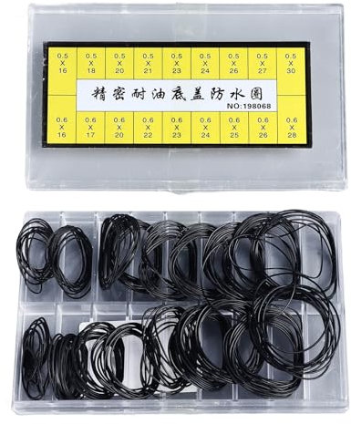 O Ring Uhrendichtung, Gummi -Dichtungsringe, Uhrenreparaturwerkzeugkit mit 180 Teilen, 0,5 Mm und 0,6 Mm für die Wartung von Uhr, eine Vielzahl von Größen, Ausgezeichnete Alternative, Ideal für