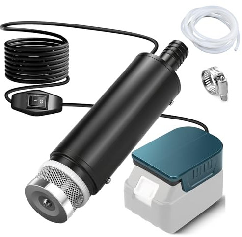 Bomba sumergible compatible con batería Makita de 18 V (sin batería), bomba de agua portátil para aguas residuales, bomba de agua transparente, 500 GPH con manguera de 1 m, para piscina, camas de agua