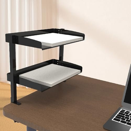 Clamp-on Desktop Shelf - Under-Desk Shelving Unit with Adjustable Storage Tray for Office and Dormitory - Organized Storage Solution