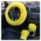 Lenkradabdeckung Lenkradhülle Auto-Lenkradbezug Warm Für Den Winter Auto-Handbremsen-Schaltabdeckung Dreiteiliges Set Heizung Lenkrad 38 cm(Yellow)