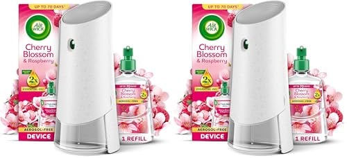Air Wick Cherry Blossom & Raspberry Aerosol-Free Automatic Spray Kit, Lasts up to 70 Days, Air Freshener (Pack of 2)